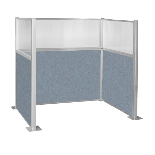 Pre-Configured Hush Panel Cubicle (U Shape) 6' x 4' W/ Window Powder Blue Fabric
